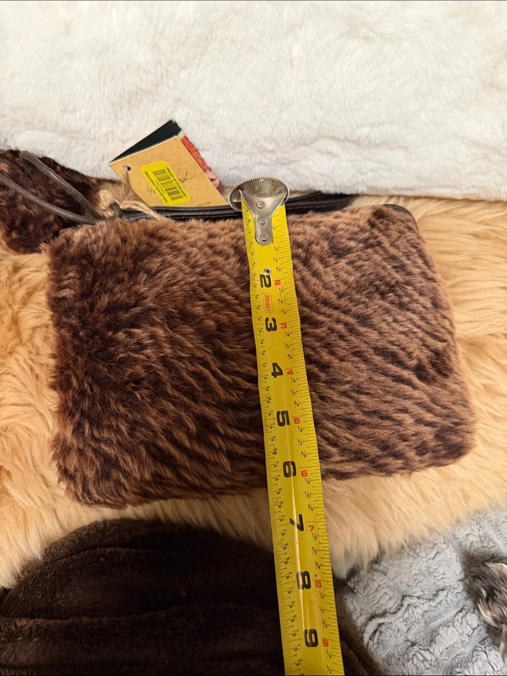 BNWT Patricia Nash Piedmont Sherpa Pom-Pom Brown Leather Wall